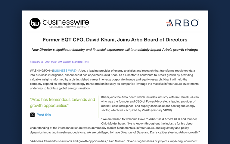 https://www.goarbo.com/press/former-eqt-cfo-david-khani-joins-arbo